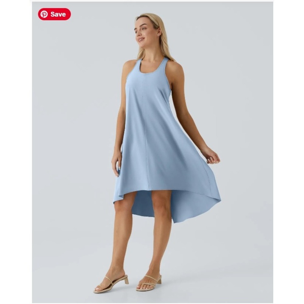 Halara Breezeful RacerPocket High Low Flowy Midi Quick Dry Dress 3X Blue NWT